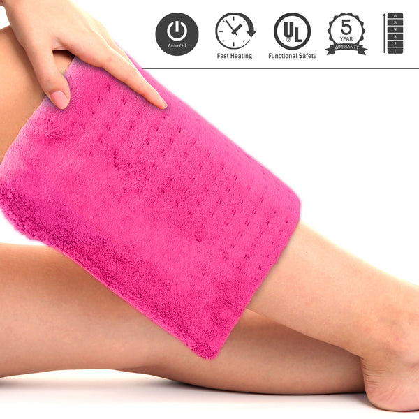 Tizlo XL King-Size Micro-plush Heating Pad, 6 Heat Settings, Select Hour Auto-Off, Moist/Dry Heat, 12" x 24"