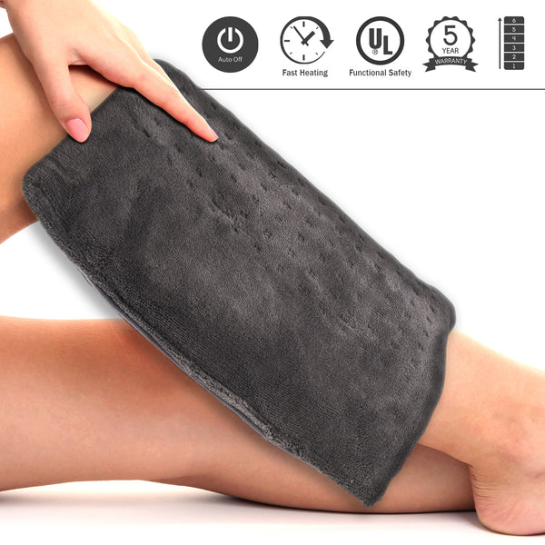 Tizlo XL King-Size Micro-plush Heating Pad, 6 Heat Settings, Select Hour Auto-Off, Moist/Dry Heat, 12" x 24"