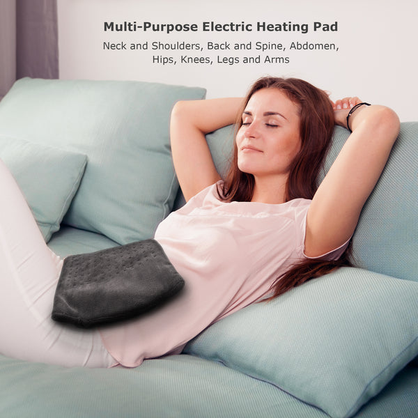 Tizlo XL King-Size Micro-plush Heating Pad, 6 Heat Settings, Select Hour Auto-Off, Moist/Dry Heat, 12" x 24"