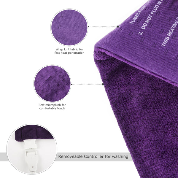 Tizlo XL King-Size Micro-plush Heating Pad, 6 Heat Settings, Select Hour Auto-Off, Moist/Dry Heat, 12" x 24"