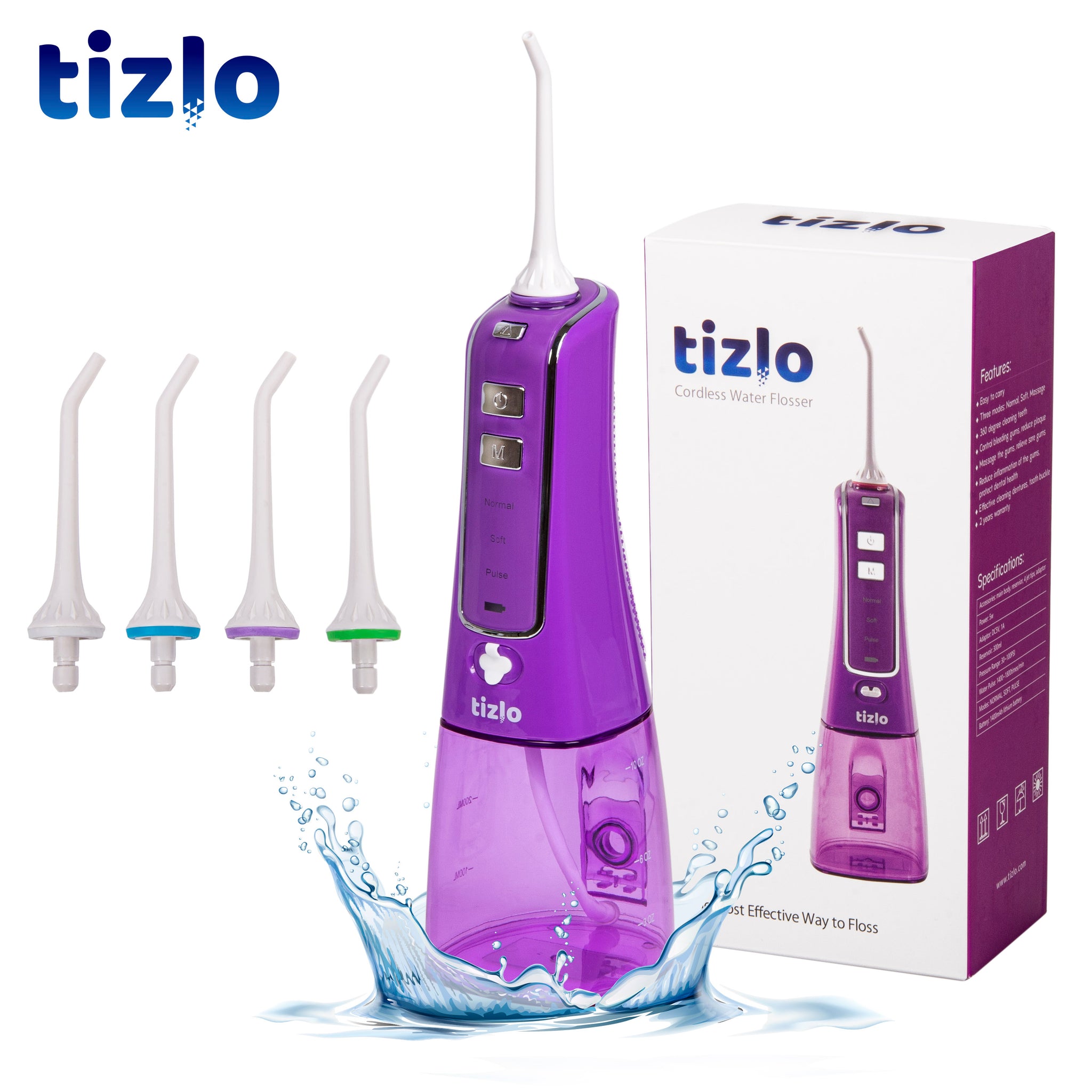Tizlo Cordless Pro Water Flosser (Purple)
