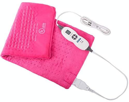 Tizlo XL King-Size Micro-plush Heating Pad, 6 Heat Settings, Select Hour Auto-Off, Moist/Dry Heat, 12" x 24"